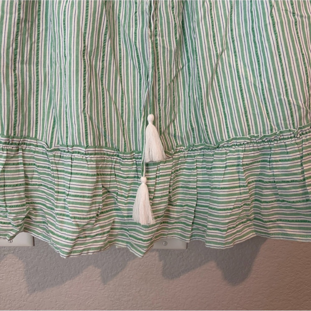 American Eagle Green White Striped Strapless Ruffle Mini Dress Boho XL - Picture 5 of 7